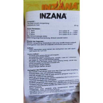 inzana tablet pereda panas &amp; nyeri anak per strip