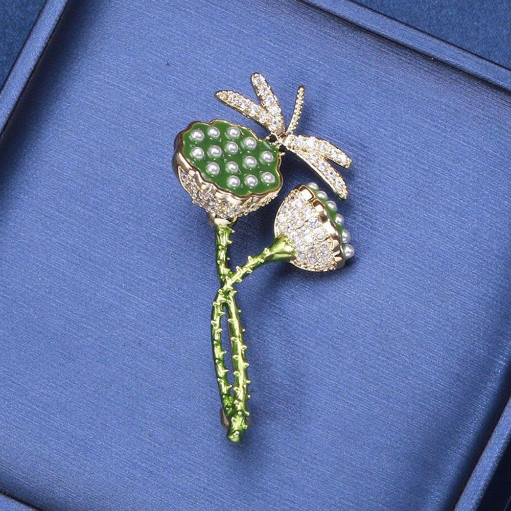 Needway Berlian Bros Unik Retro Bunga Setelan Aksesoris Kreatif Lotus Pod Kemeja Kerah Pin Wanita Lencana