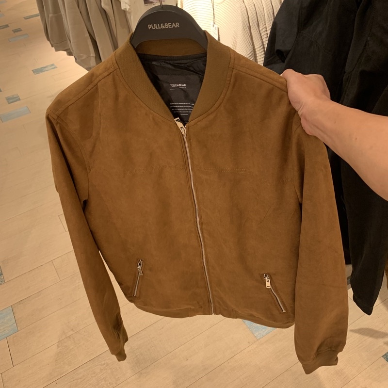 jaket suede pull and bear