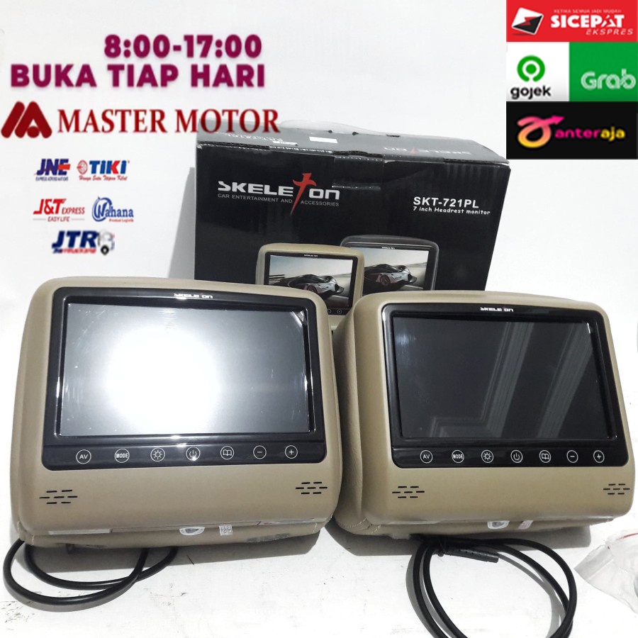 Headrest Monitor Skeleton 7" SKT 721 PL - Sandaran Kepala 1 set Monitor TV Bantal Mobil