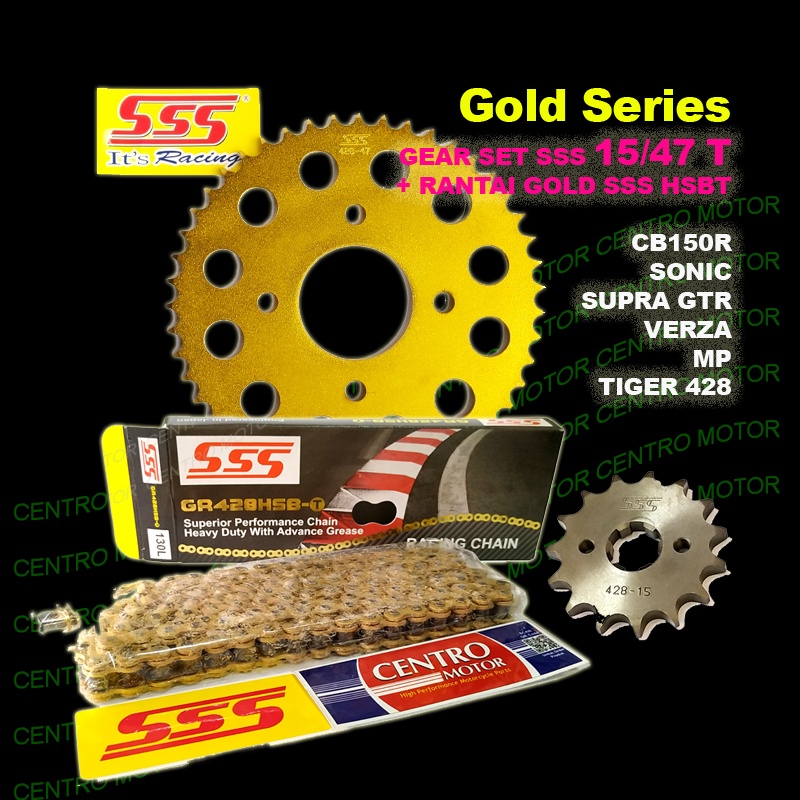 GEAR SET HONDA CB150R/CB150R GOLD SERIES+RANTAI SSS HSBT.RATIO 15+47
