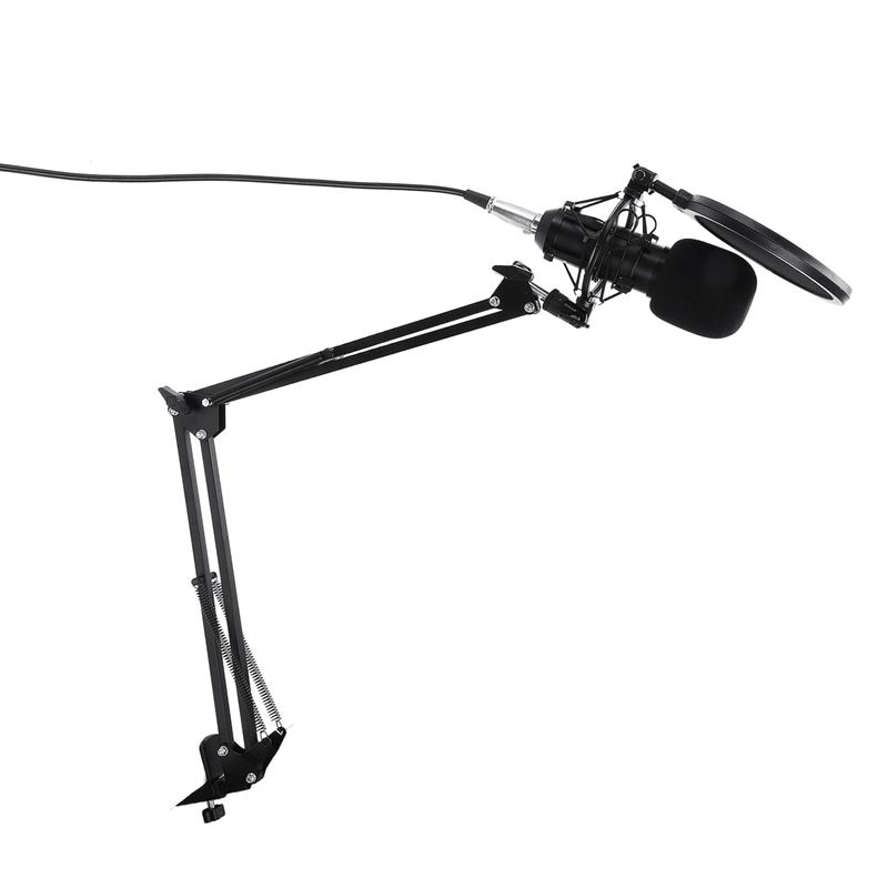 TaffSTUDIO BM-900 Paket Smule Professional Condenser Microphone Built-in Sound Card with Scissor Arm Stand NB-35 &amp; Pop Filter