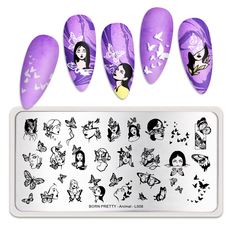 Born PRETTY Plat Stempel Kuku Motif Bunga / Geometri Untuk Manicure