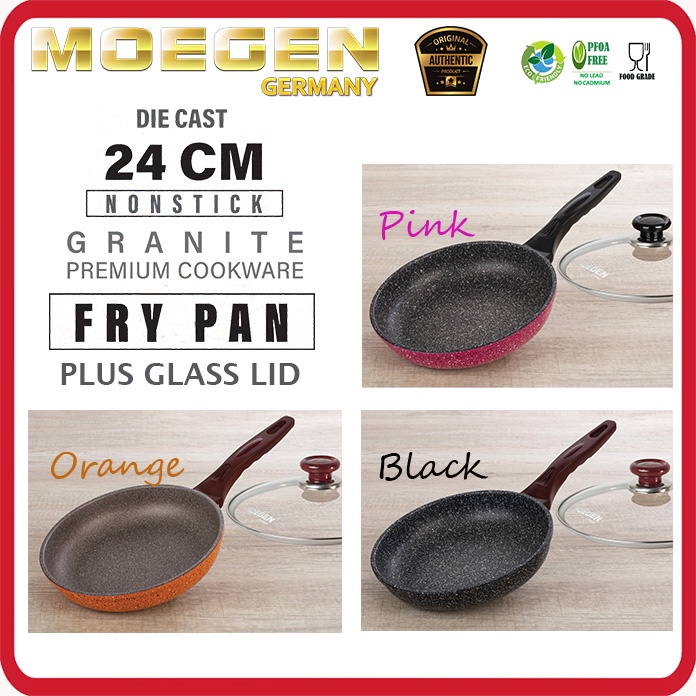 ORIGINAL MOEGEN Germany fry pan 24cm granite series plus tutup kaca