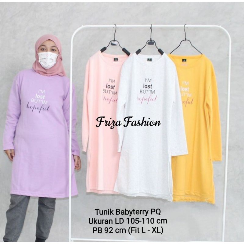 TUNIK KAOS WANITA TERBARU / TUNIK BAHAN KAOS BABYTERRY / KAOS MUSLIMAH