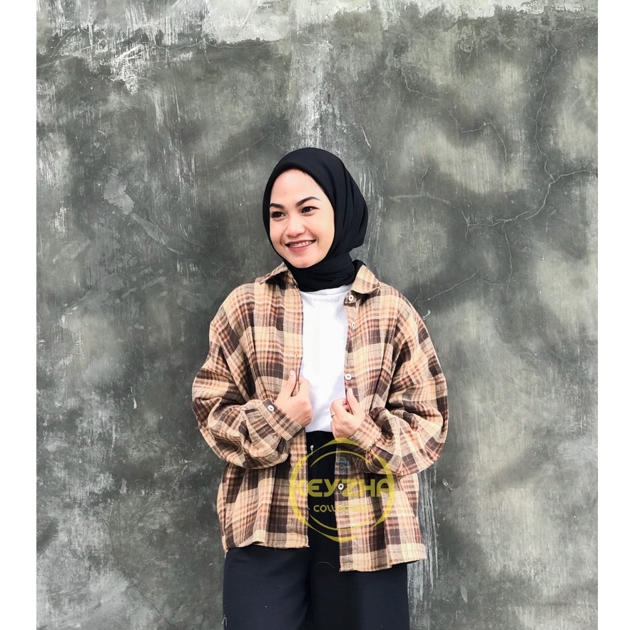 bianca kemeja tartan flanel