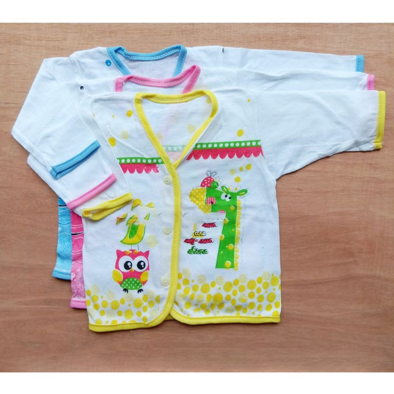 3 Pcs Baju Bayi Lengan Panjang BOBOKO SNI - Baju Bayi (Newborn) Motif Lengan Panjang