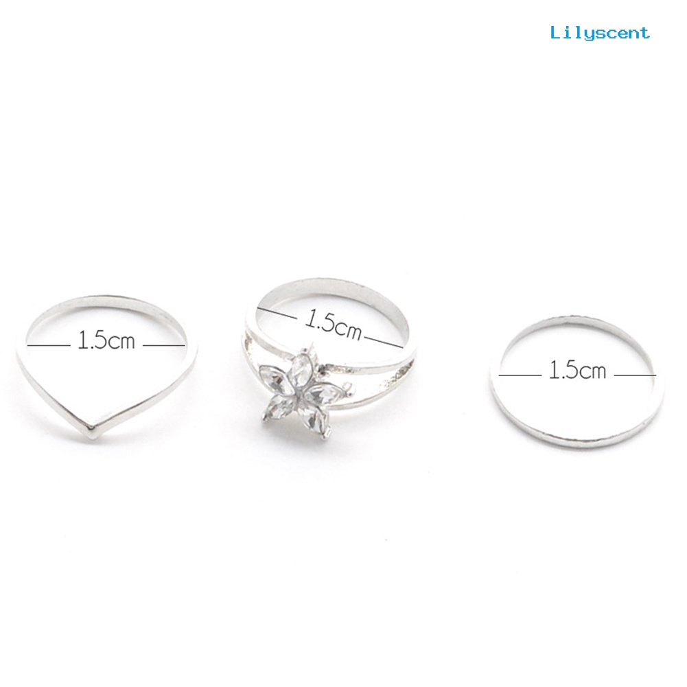 3pcs Cincin Jari Kaki Desain Bunga Daisy Gaya Retro Bohemia Untuk Wanita