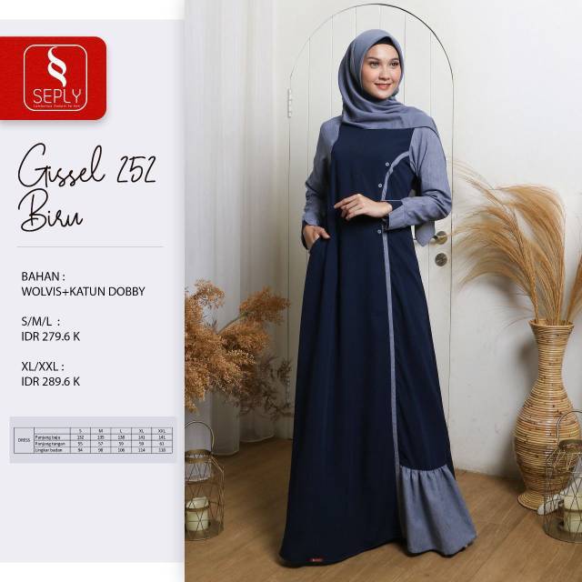 Gamis Katun Original SEPLY GISSEL 252 Biru