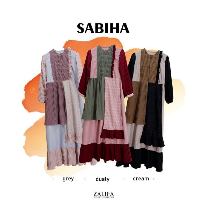 SABIHA DRESS - GREY, DUSTY, CREAM | ZALIFA