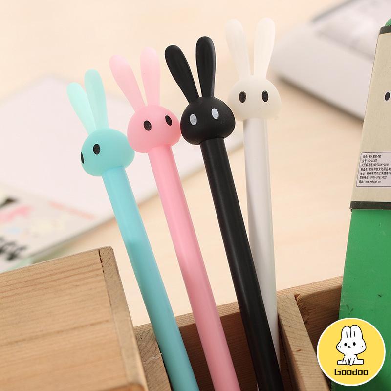 Kartun Lucu Telinga Panjang Kelinci Gel Pena Kreatif Tanda Tangan Pena Alat Tulis Siswa -Doo