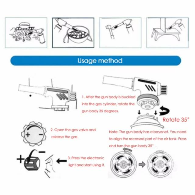 Portable Kepala Korek Gas BBQ Blow Torch Flame Gun Camping Hiking Outdoor Pistol Api Las