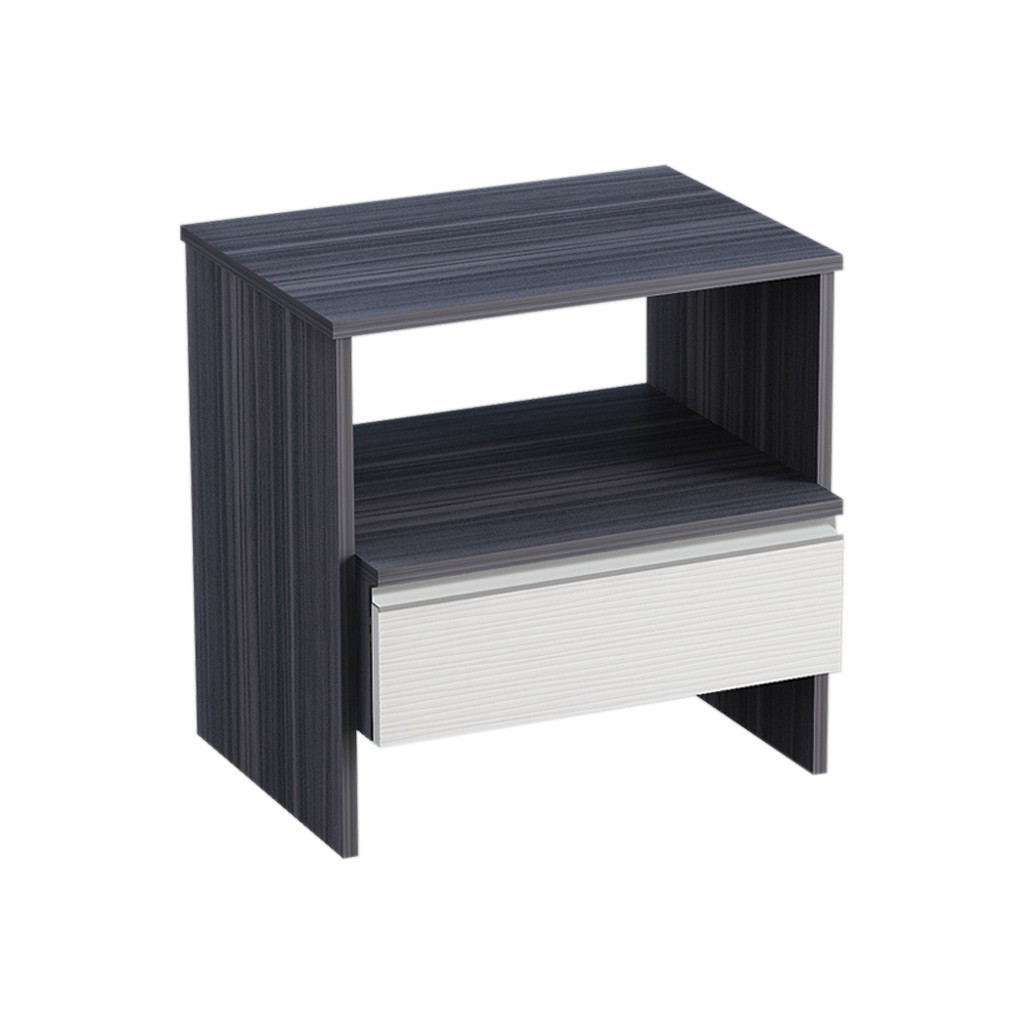 Meja samping ranjang Nakas Belina warna walnut putih