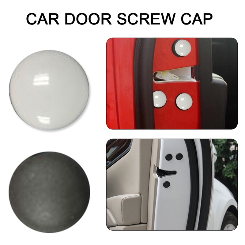 1 Pc Cover Pelindung Sekrup Kunci Pintu Mobil Universal Bahan ABS Anti Karat Tahan Lama Warna Hitam Putih