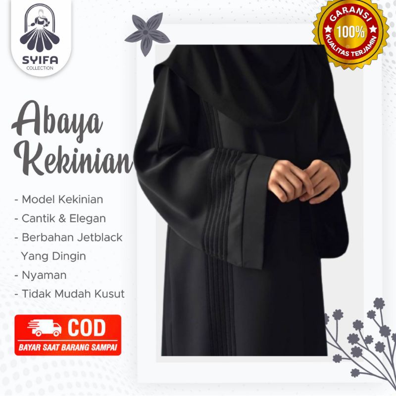 Jubah Abaya Gamis abaya Maxi Dress Bordir Zhepy Hitam Polos Arab saudi Turkey / turki Dubai umroh Je