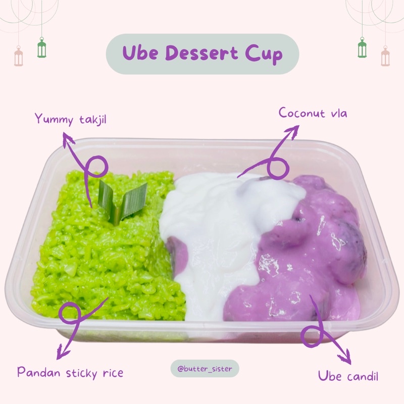 Ube Dessert Cup | Candil Ubi Ungu | Pandan Sticky Rice | Takjil