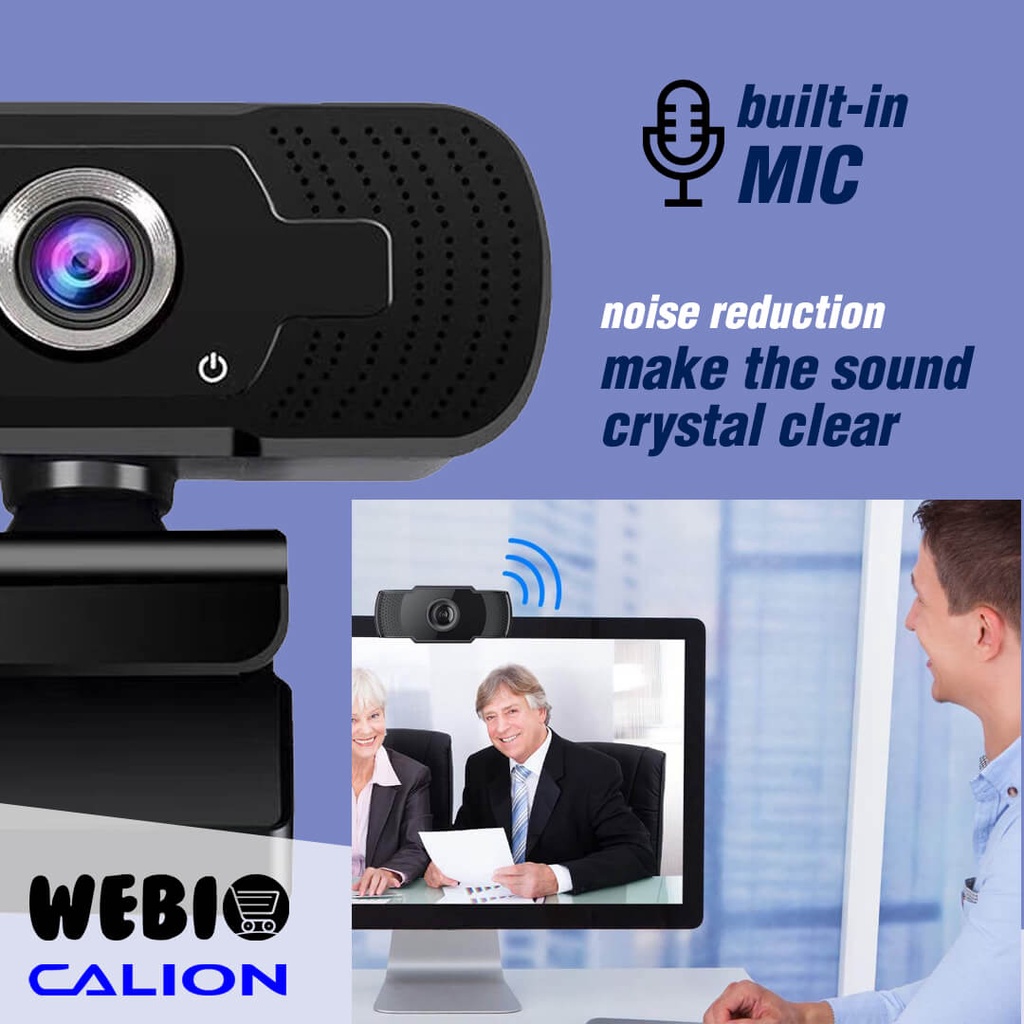 CAL-2007WA Webcam 2MP Full HD 1080P Facecam Mini USB Web Cam PC Laptop Camera Rotasi &amp; Free Tripod