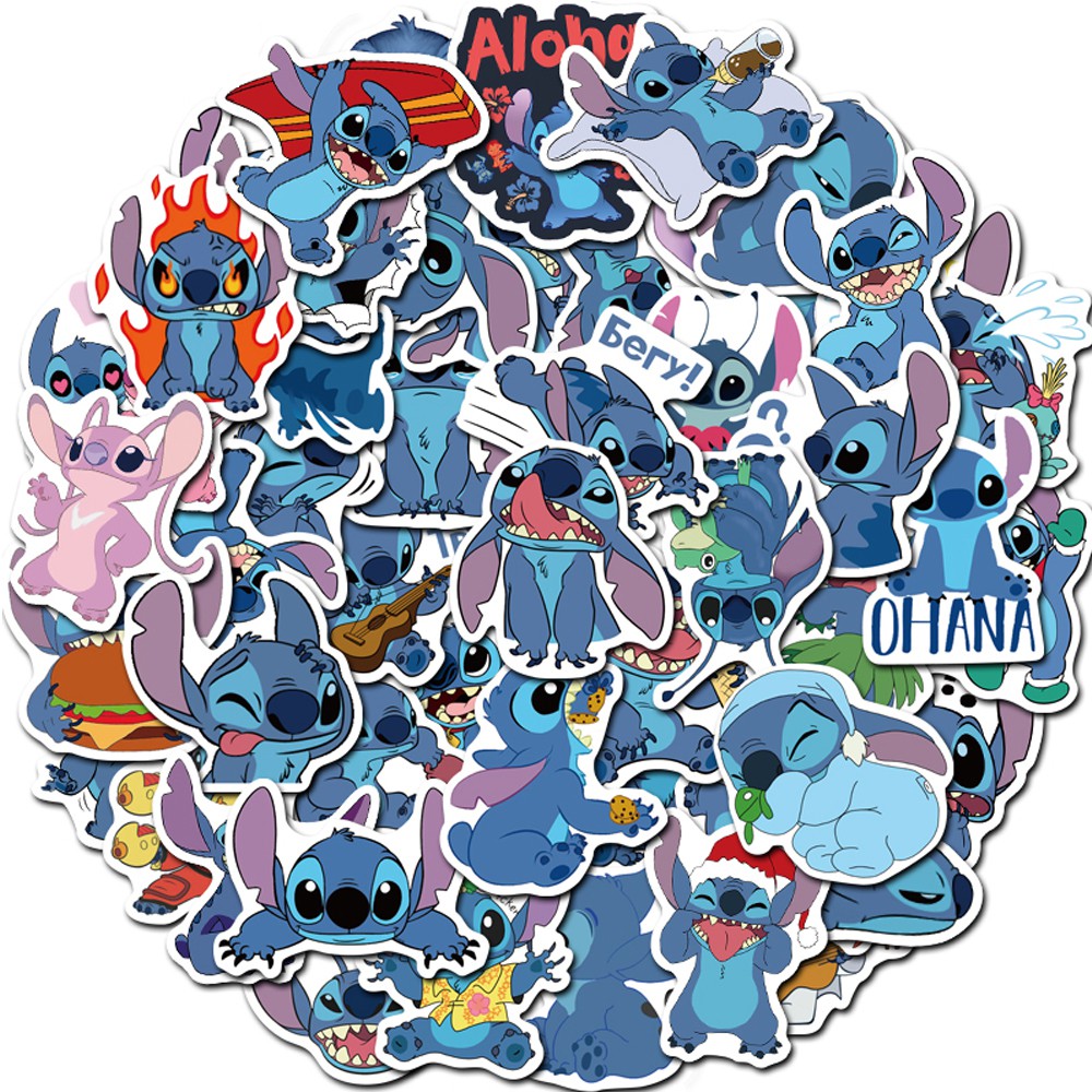 

50PCS/bag Anime Stitch Series Stickers Skateboard Laptop Guitar Luggage Funny Cool Graffiti Sticker Kids Toys