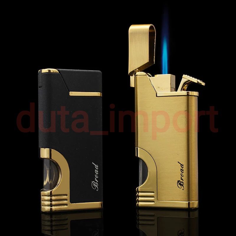Broad Korek api Gas single Jet lighter/ 1 api biru slim portable dengan jendela gas