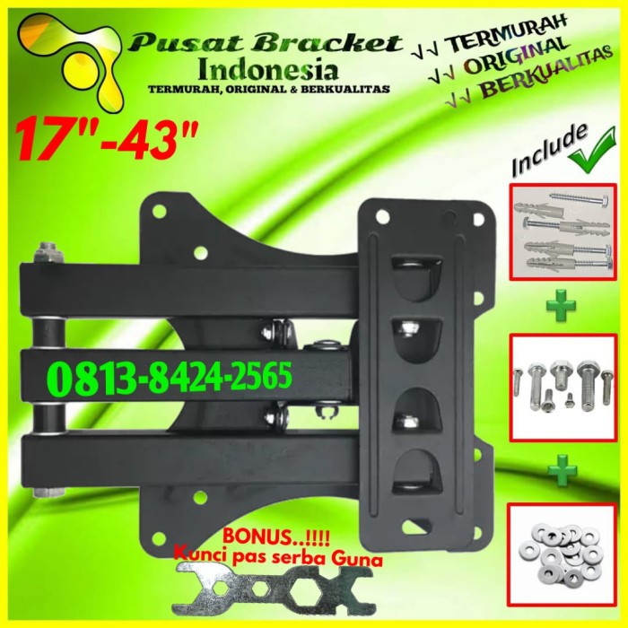 Bracket tv Swifle lengan 17&quot; s/d 43&quot; Flexible 6 arah | IZ.X2-001