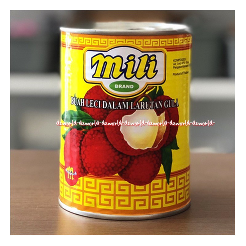 Mili Brand Lychees 568gr Buah Minuman Leci Larutan Dalam Kaleng Milli