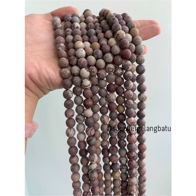 bahan ryolite jasper kokah CUTTING 10mm renceng COKLAT gelang kalung