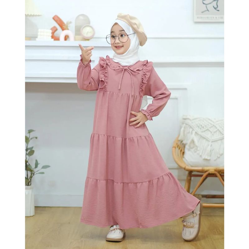 SHAFA DRESS KIDS/GAMIS ANAK TERBARU USIA  3 - 13 TAHUN BAHAN CRINKLE PREMIUM  BAJU MUSLIM ANAK/fashion anak perempuan/pakaian anak perempuan/gamis anak perempuan/pakaian muslim anak perempuan