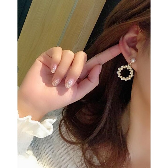 Korea fashion style anting-anting anggun online influencer New mutiara imitasi in segar sesuai denga