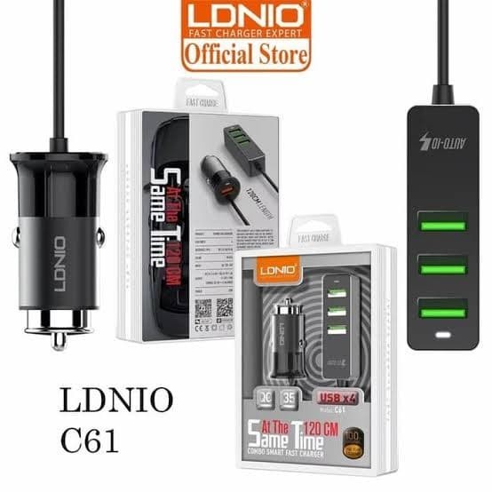 Charger Mobil LDNIO C61 4Usb Mobile Combo Smart Fast Charger