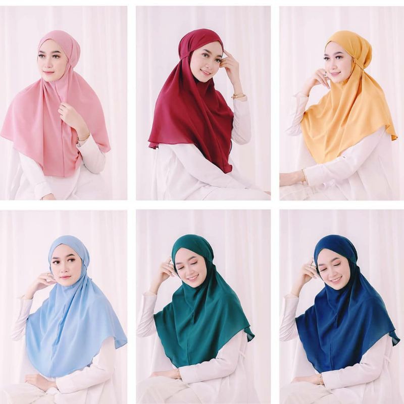 Kerudung Bergo Maryam Tali Non Pet Moscrepe Premium Hijab Instan Jilbab Instant Krudung Polos-2