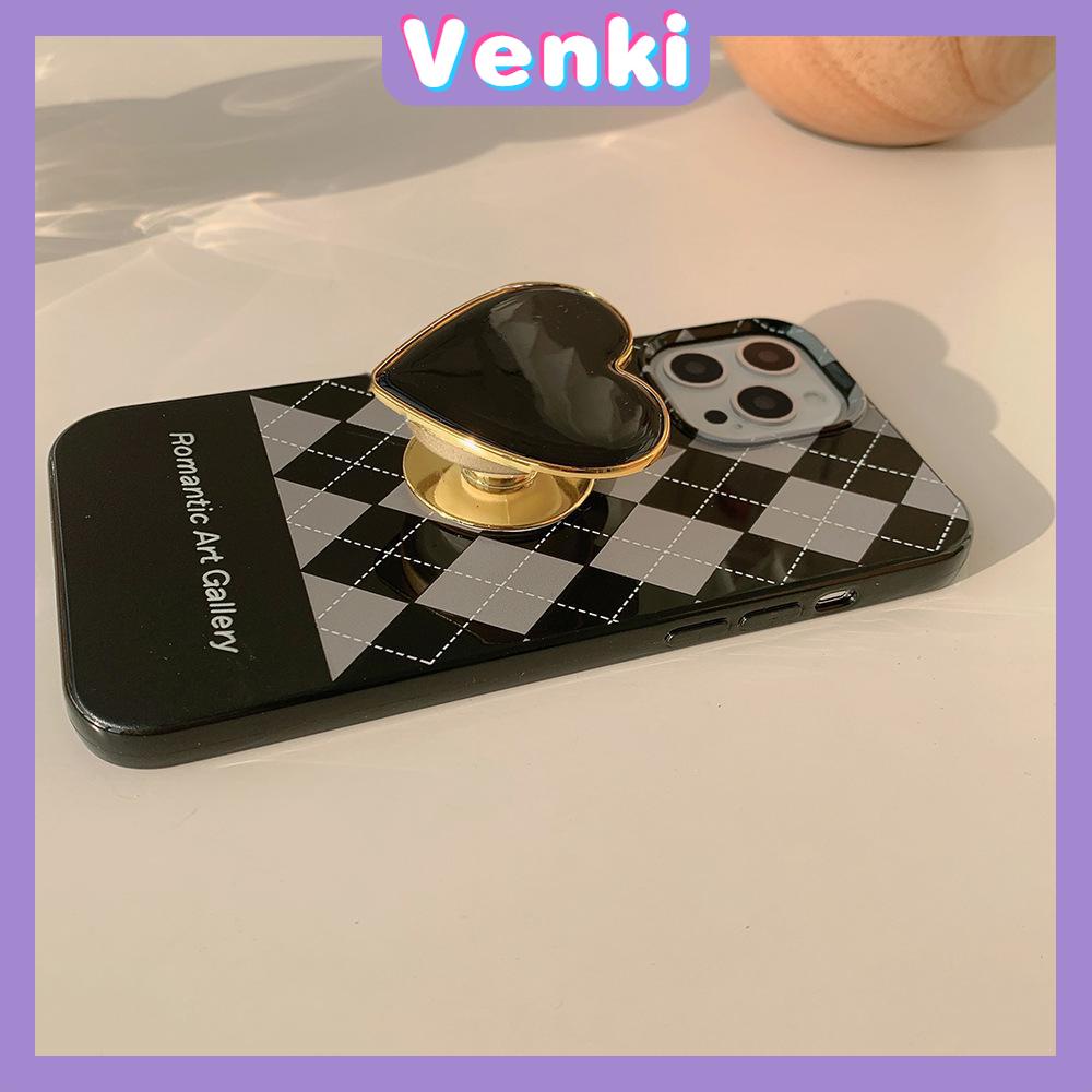 iPhone Case Silicone Soft Case Candy Case Black Heart Phone Stand with Folding Stand Grips Camera Bump Protection For iPhone 13 Pro Max iPhone 12 Pro Max iPhone 11 iPhone7 Plus