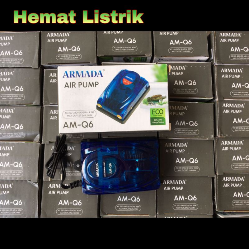 Mesin Aerator 2 Lubang Aquarium kolam Air Pump armada Am Q6