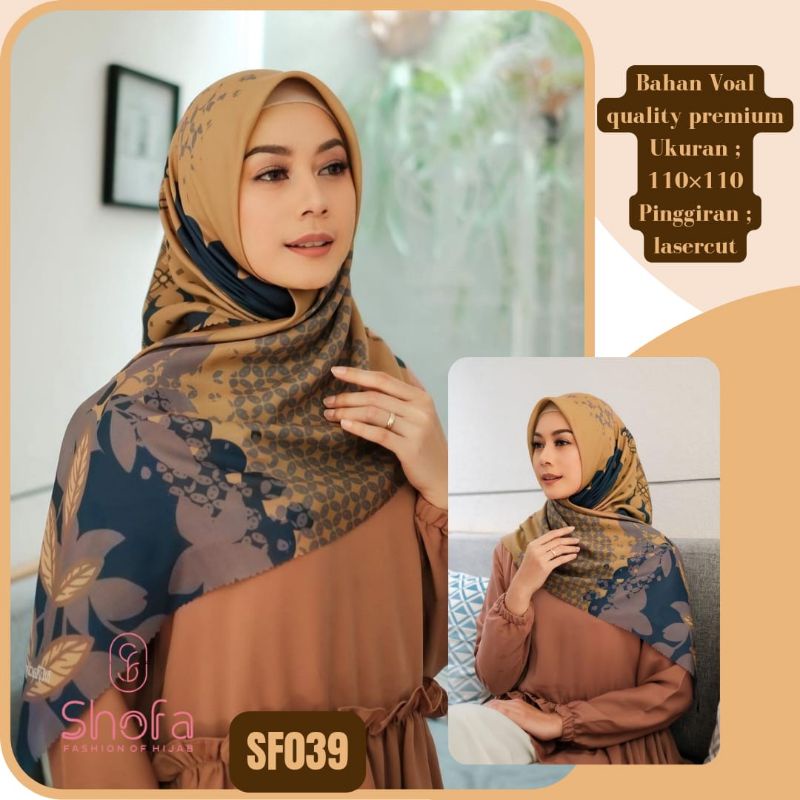 hijab KERUDUNG VOAL PREMIUM SEGI EMPAT MOTIF(Sf039)