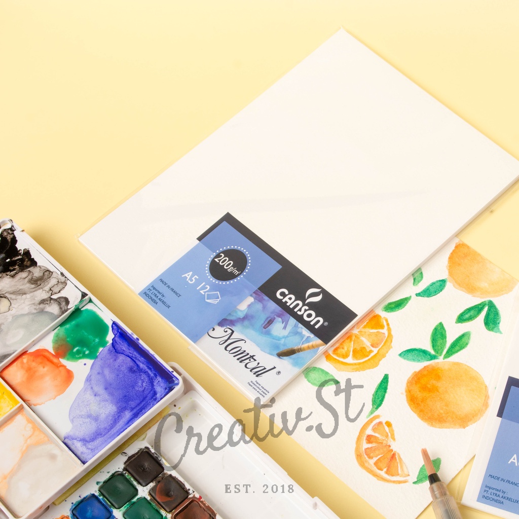 

CANSON Montval Watercolor Paper A5 200 Gsm 12 Sheet Kertas Cat Air Water Color