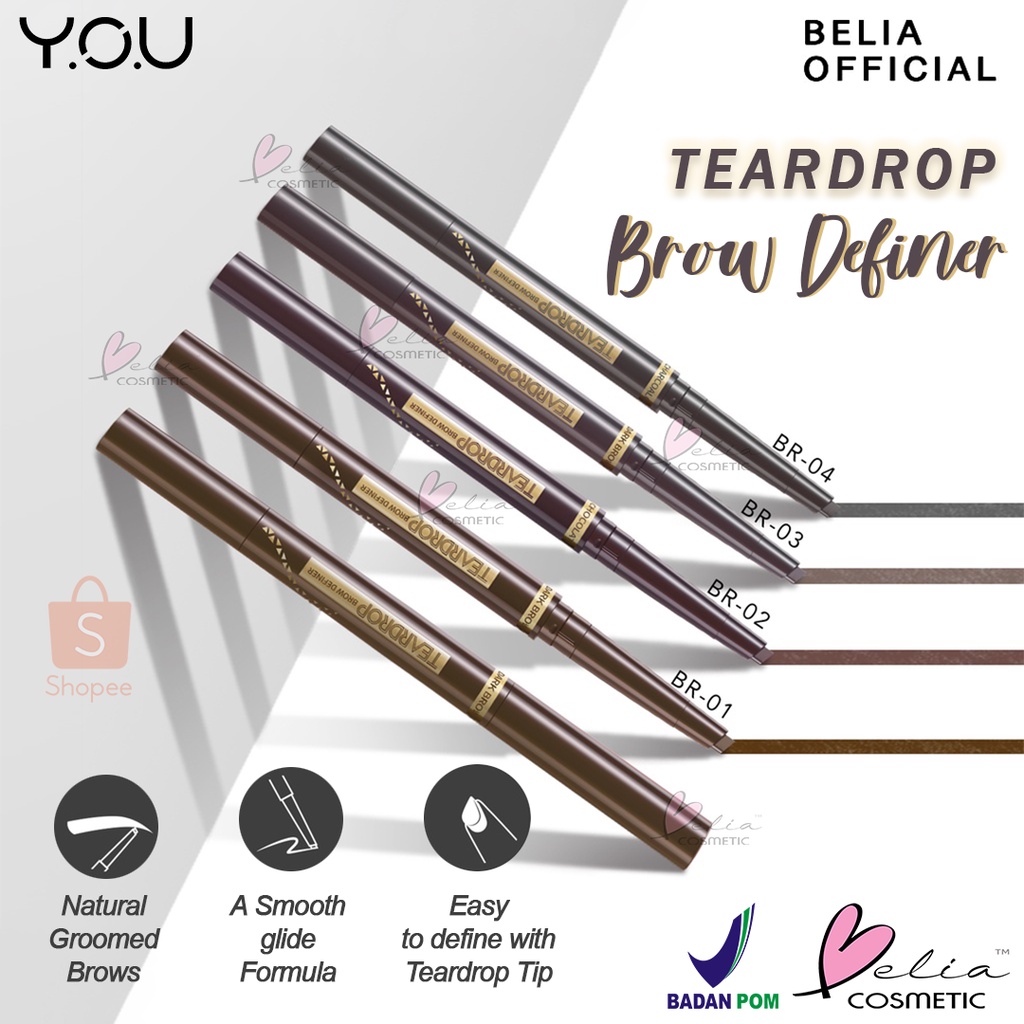 ❤ BELIA ❤ YOU Teardrop Brow Definer | Eyebrow | Pensil Alis | Waterproof | Long Lasting BPOM