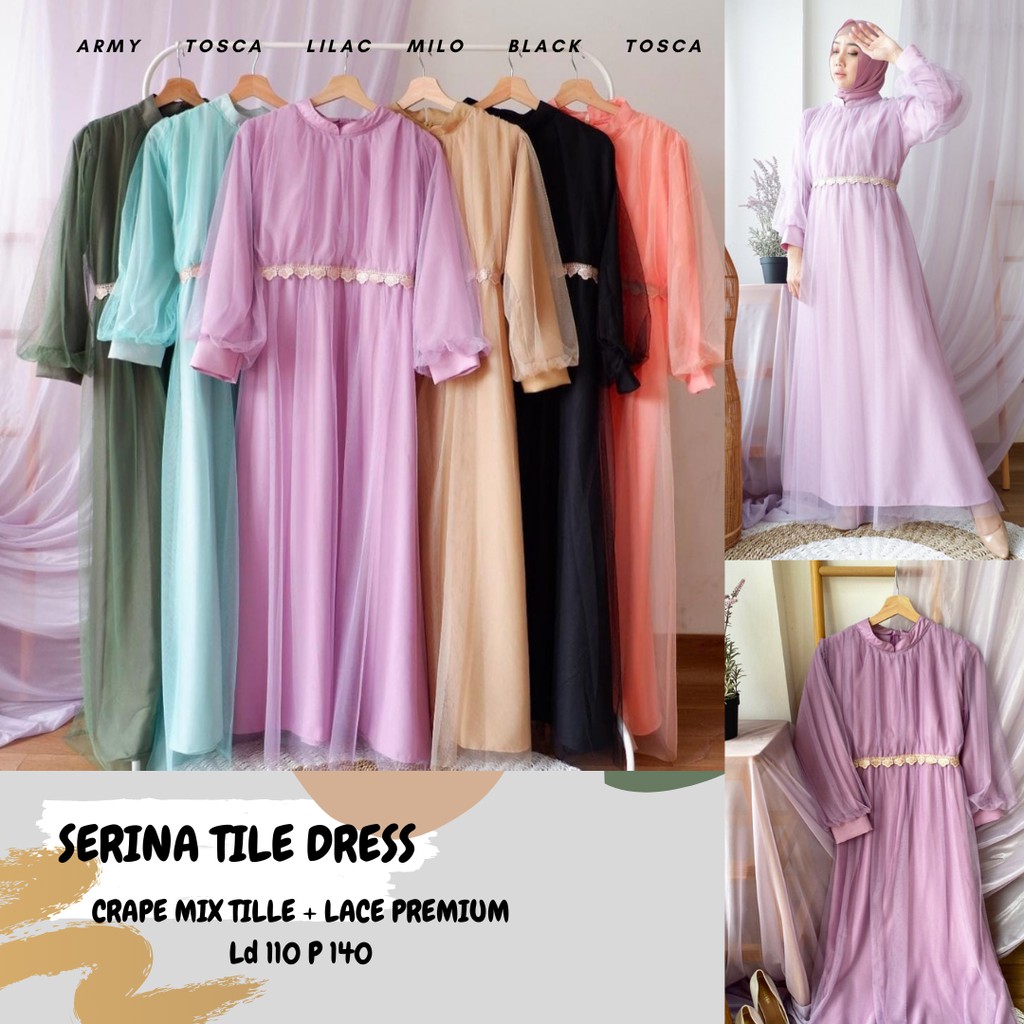 Serina Tile Lace Dress/Dress Tile Ld 110/Dress Tile Kondangan/Dress Seragaman/Dress Tile Lebaran