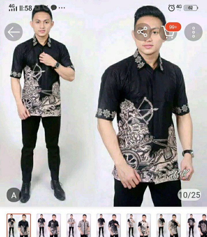 Bswart Batik Hrb026 Kenongo Hem Pendek Padi Pekalongan M L Xl Batik Pria Murah Modern Grosir