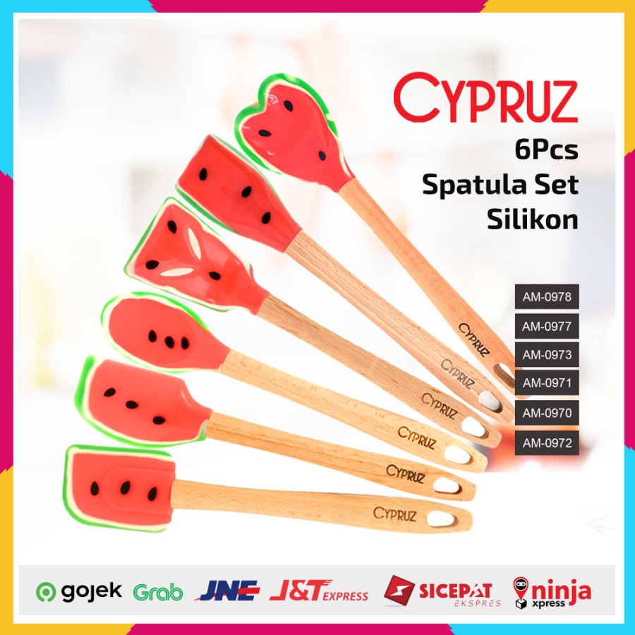 Paket Spatula Sutil Silikon Cypruz Motif Semangka 6 Pcs Silicone Set