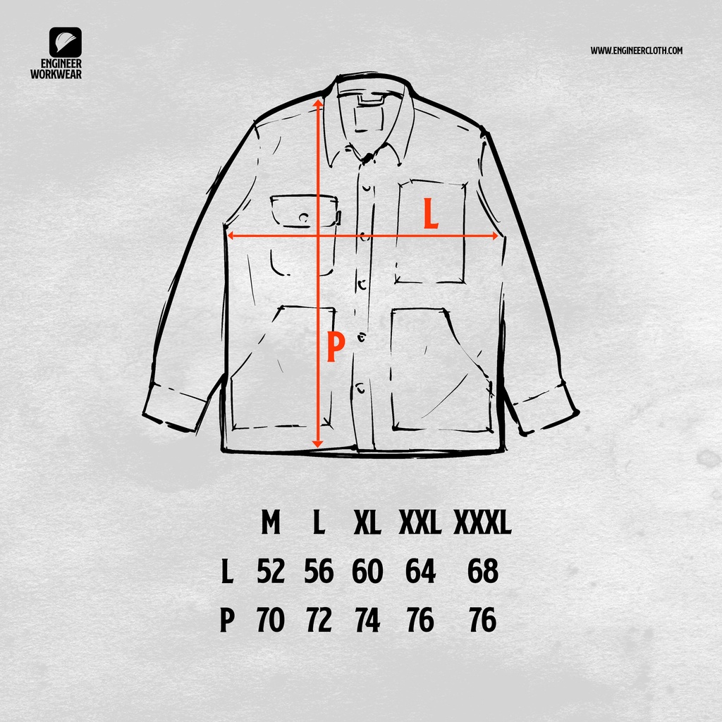 DREDGING WORKSHIRT-KEMEJA KERJA CANVAS LENGAN PANJANG UNISEX BY ENGINEER