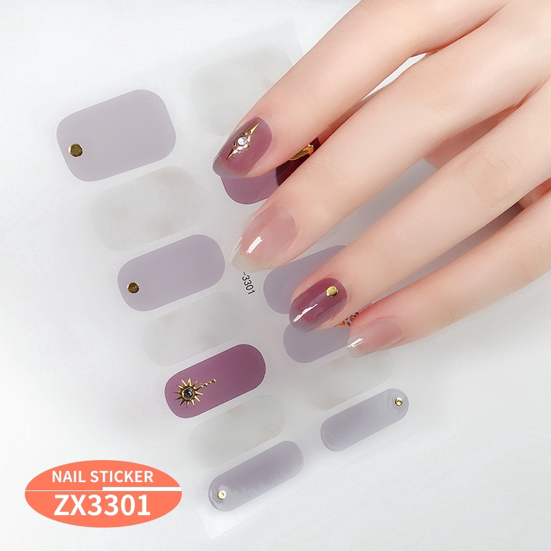 Stiker Kuku 3d Desain Berlian Mutiara Permata Warna Gradasi Laser Untuk Manicure Zx3295-3312