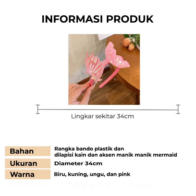 Bando Korea Anak Perempuan Aksen Mermaid Pernak Pernik Aksesoris Rambut Anak fashion korea AK213