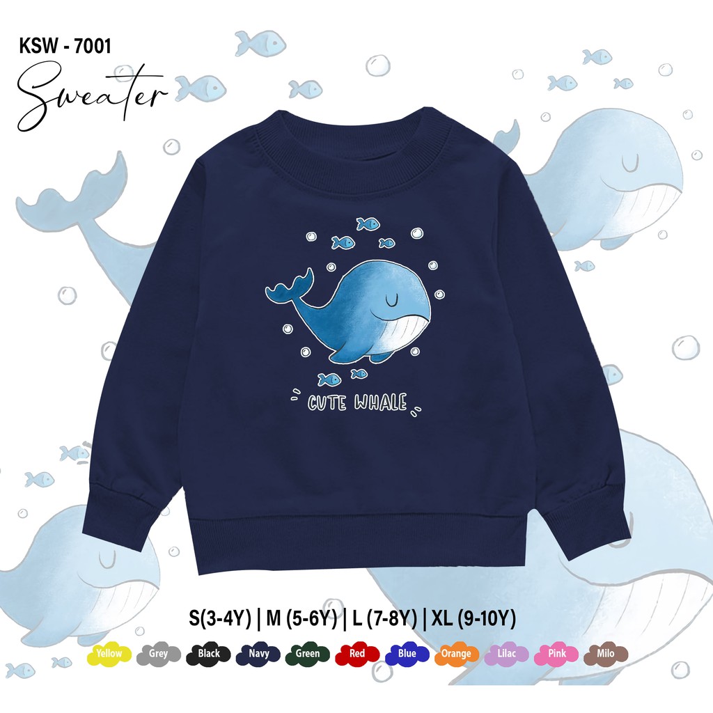 SWEATER ANAK -ANAK / BAJU  KIDS 1-10THN / BAHAN FLEECE PREMIUM ADEM / PAUS WHALE / UNISEX