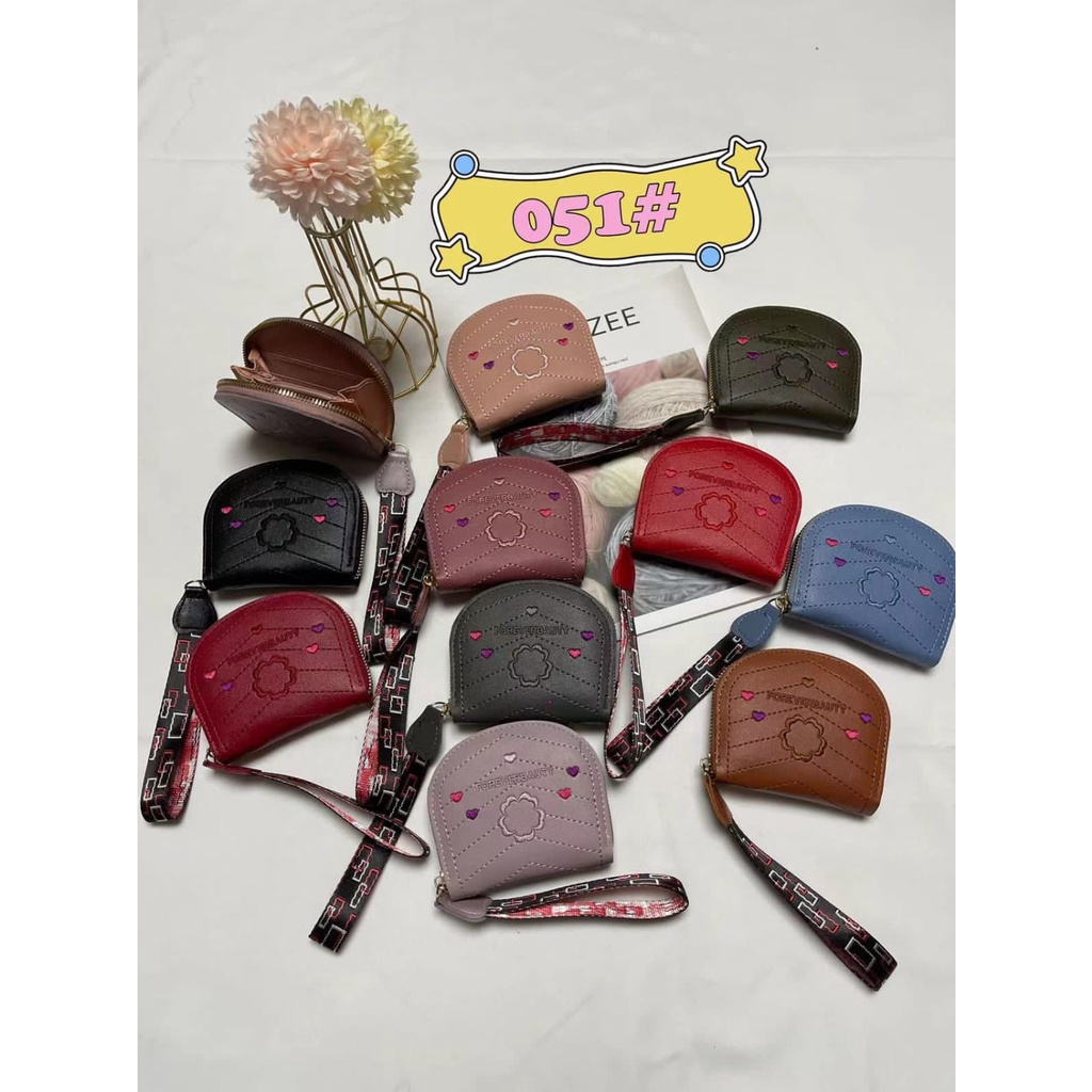 Dompet Resleting Satu Kecil Heart Bahan Kulit Sintesis Wanita #051