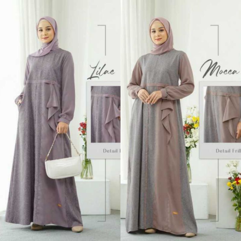 GAMIS NIBRAS NB A81 DRESS BUSUI//PAKAIAN MUSLIM WANITA//LILAC/MOCCA
