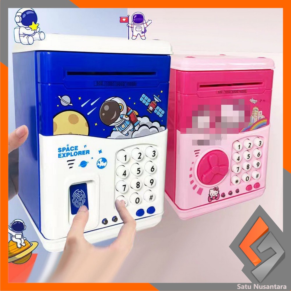 SN-M278 Celengan Mainan ATM Brankas Karakter Astronot Fingerprint Bank Mesin / Celengan Kode Simpan 