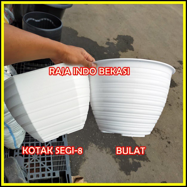 Asli 30 Cm Pot Tawon 30 Kotak Tip / Tawon 30 Cm Pot Kotak Putih Besar Pot Segi Delapan Putih 30CM