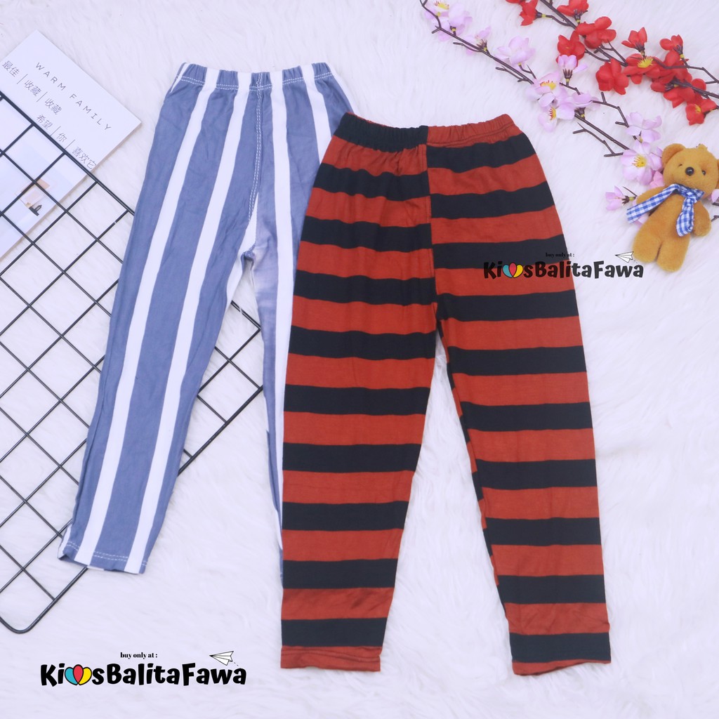 Legging Motif Salur uk 4-5 Tahun / Celana Salur Panjang Legging Pants Ketat Anak Perempuan Murah