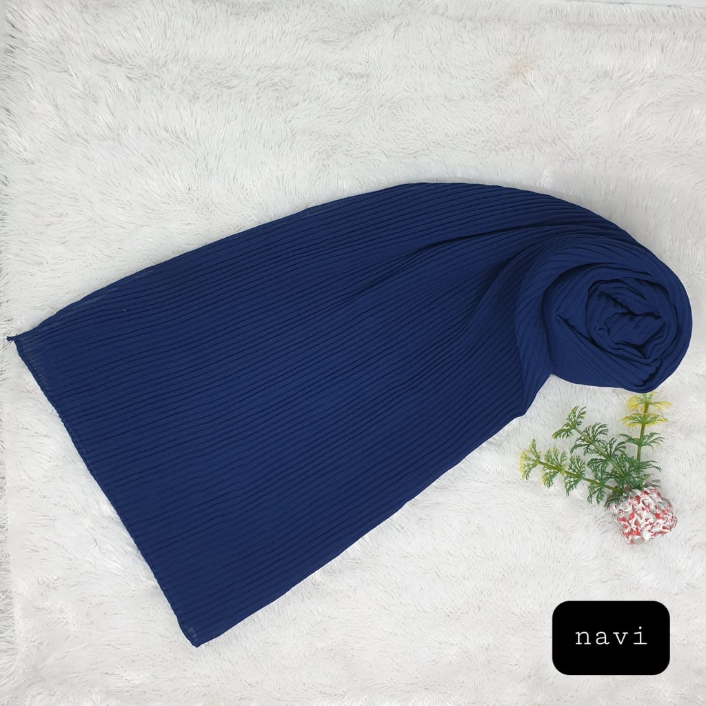 Pashmina Plisket Ceruty Babydol Full Plisket Lidi Tanpa Lipatan-NAVI