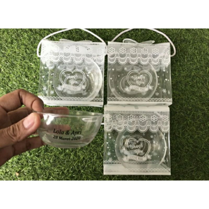 souvenir mangkok bola FREE cetak nama kemas mika FREE kartu ucapan terimakasih