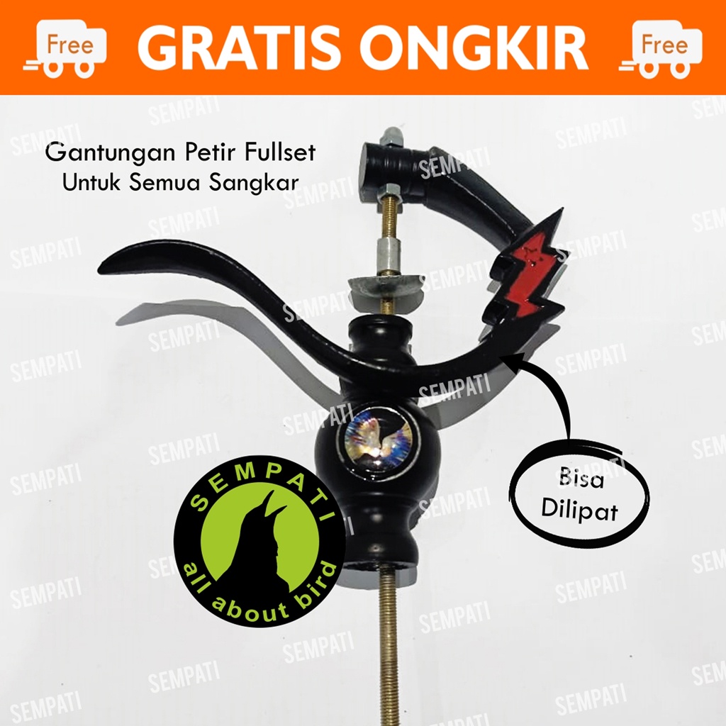 GANTUNGAN SANGKAR BURUNG LIPAT HITAM PETIR FULLSET PION RESIN MINI KANDANG LOVEBIRD KOTAK MURAI GPTR